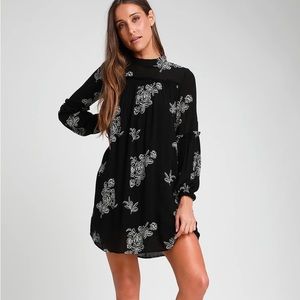 Lulu’s | No One Quite Like You Black Embroidered Shift Dress